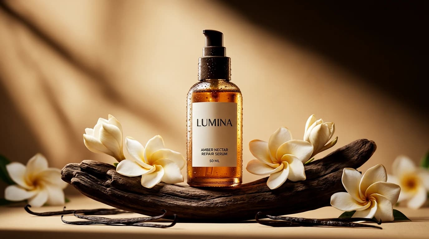 ChatGPT Image AI product photography generator showing skincare bottle on marble surface with commercial e-commerce lighting