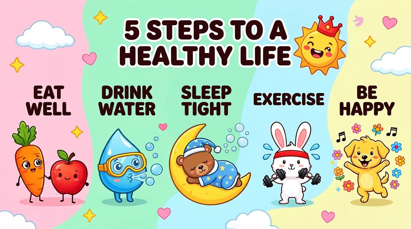 Cartoon style horizontal infographic poster with readable text and fun illustrations, generated by ChatGPT Image