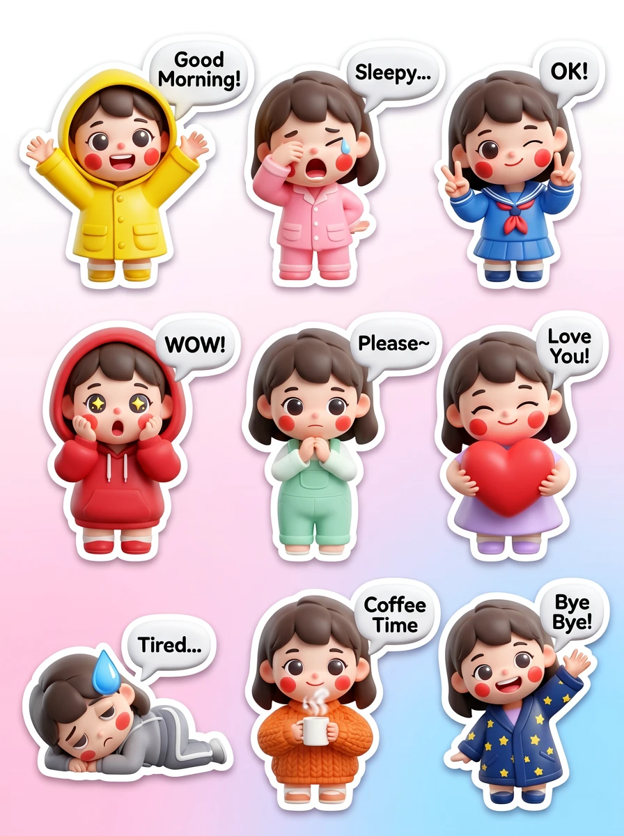 GPT Image 2 multi-panel prompt example with a chibi sticker grid